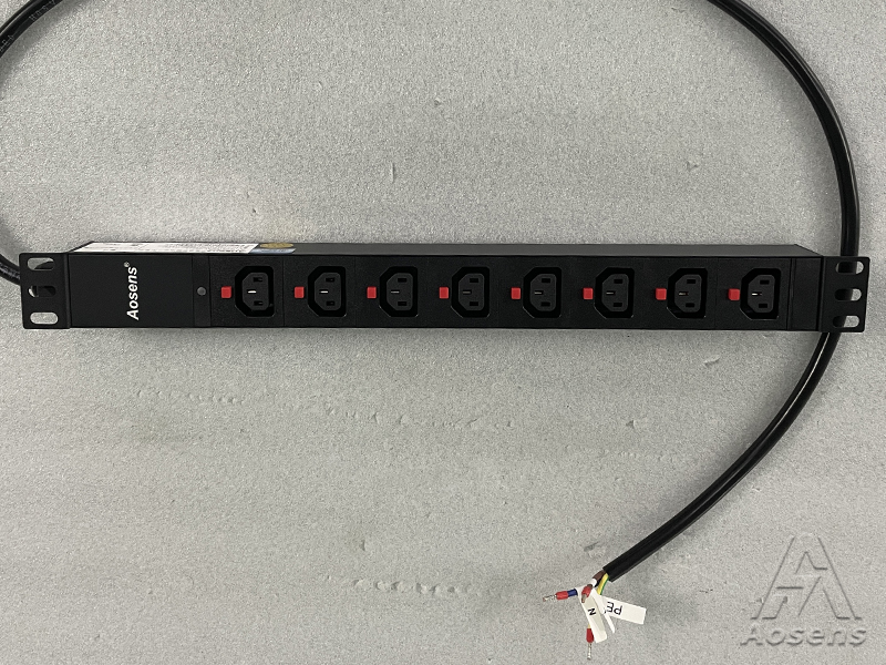 奥盛 PDU 电源插座 带灯 8 位 10A C13 插座（红色防脱按钮）