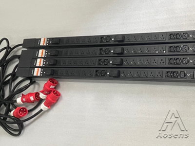 定制 奥盛竖装PDU 380V三相PDU 国标三孔 防脱C13 C19  AS-1.5U-Z15J4C4D4F3S3G320/380