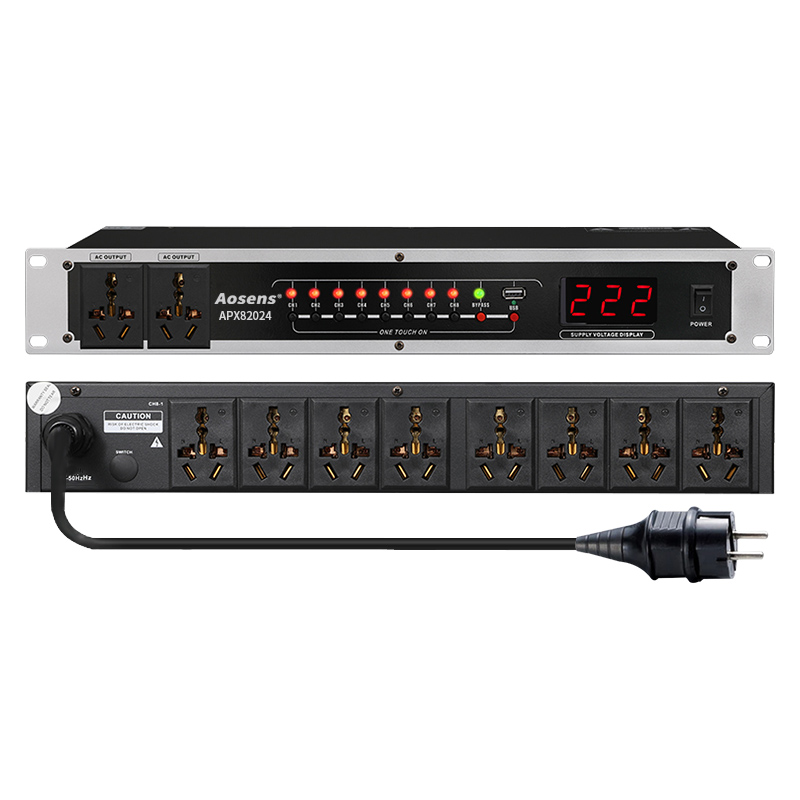 奥盛 8+2路时序电源 延时上电PDU 带电压显示 独立控制APX82024