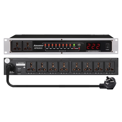 奥盛 8+2路时序电源 延时上电PDU 带电压显示 独立控制APX82023